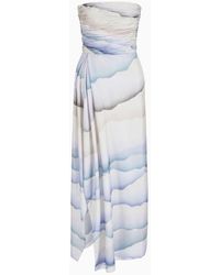 Giorgio Armani - Asv Printed Silk Habotai Long Bustier Dress - Lyst