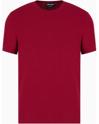 Giorgio Armani - T-Shirt Mit Rundhalsausschnitt Und Kurzen Ärmeln, Gefertigt Aus Elastischem Viskose-Jersey - Lyst