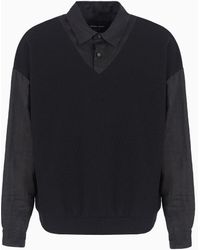 Giorgio Armani - Long-sleeved, Cotton And Wool Polo Shirt - Lyst