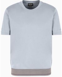Giorgio Armani - T-shirt Girocollo In Interlock Di Cotone Biologico Asv - Lyst