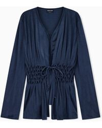 Giorgio Armani - Blazer Regular Fit Jacquard Viscose Jersey Smocked Waist - Lyst
