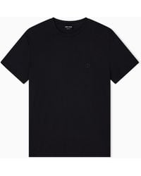 Giorgio Armani - Cotton Crew Neck T-Shirt With Embroidered Logo - Lyst