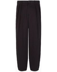Giorgio Armani - Asv Trousers With Two Pleats In A Canneté Cupro Blend - Lyst