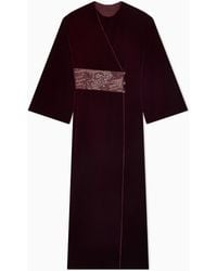 Giorgio Armani - Velvet Wrap Evening Dress With Floral Embroidery - Lyst