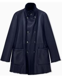 Giorgio Armani - Reversible, Double-Breasted Sheepskin Pea Coat - Lyst