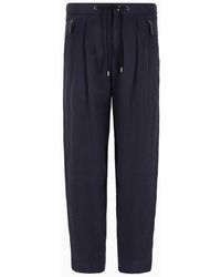 Giorgio Armani - Asv Trousers With Two Pleats In A Canneté Cupro Blend - Lyst