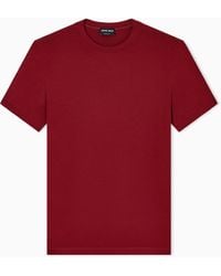 Giorgio Armani - Camiseta De Punto De Viscosa Elástico Con Cuello Redondo Y Manga Corta - Lyst