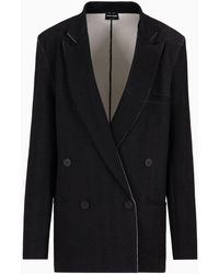Giorgio Armani - Double-breasted Peacoat-style Jacket In A Bonded Silk Blend - Lyst