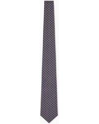 Giorgio Armani - Silk Tie With Geometric Pattern And Grid Texture - Lyst