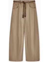 Giorgio Armani - Cupro And Linen Trousers With Belt - Lyst