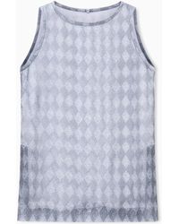 Giorgio Armani - Top Sleeveless Chiffon Silk With Argyle Print - Lyst