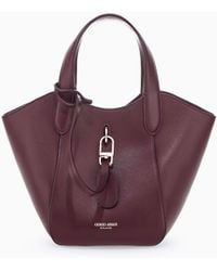 Giorgio Armani - Leather Handbag With A Geometric Base And A Snap-Hook Clasp - Lyst
