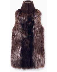 Giorgio Armani - Shearling Vest With High Ribbed Cashmere Collar - Lyst