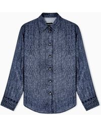 Giorgio Armani - Denim-Print Silk Shirt Denim Collection - Lyst