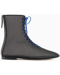 Giorgio Armani - Tulle And Nappa-leather Ankle Boots - Lyst