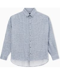 Giorgio Armani - Viscose And Silk Oversized Shirt With Weave Print - Lyst