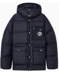Giorgio Armani - Hooded Bomber Jacket With Goose-Down Padding Asv - Lyst