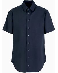 Giorgio Armani - Camisa Regular Fit De Manga Corta De Sirsaca De Algodón - Lyst