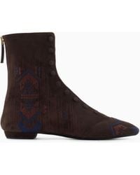 Giorgio Armani - Stiefeletten Aus Besticktem Veloursleder - Lyst