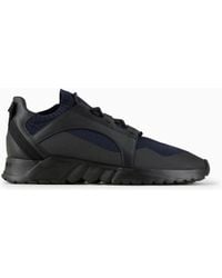 Giorgio Armani - Knit-and-leather Sneakers - Lyst