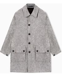 Giorgio Armani - Mélange Linen Pea Coat - Lyst