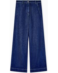 Giorgio Armani - Stretch-Cotton Denim Wide-Leg Trousers Denim Collection - Lyst