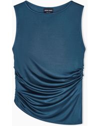 Giorgio Armani - Viscose Jersey Draped Top - Lyst