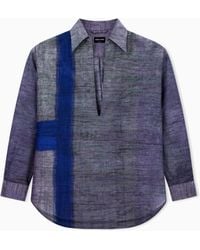 Giorgio Armani - Printed Cotton And Silk Open Shirt - Lyst