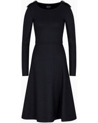 Giorgio Armani - Jersey-Kleid Aus Wolle Mit Epaulettendetail - Lyst