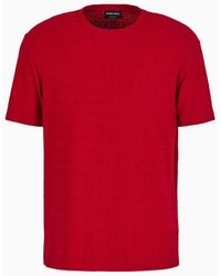 Giorgio Armani - T-shirt Girocollo In Jersey Di Viscosa E Cashmere Jacquard - Lyst