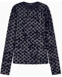 Giorgio Armani - Jumper Slim Fit Crew Neck Jersey With 3D Flower Motif - Lyst
