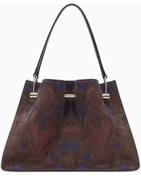 Giorgio Armani - Kleiner Shopper Aus Besticktem Veloursleder - Lyst