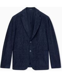 Giorgio Armani - Blazer Regular Fit With Silk And Chenille Macro Chevron - Lyst