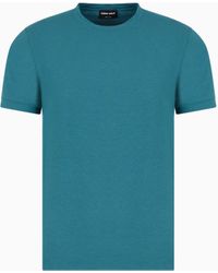 Giorgio Armani - T-Shirt À Col Ras-Du-Cou Et Manches Courtes En Jersey De Viscose Stretch - Lyst