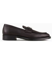 Giorgio Armani - Leather Loafers With Logo - Lyst