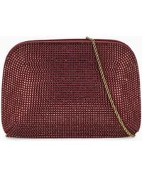 Giorgio Armani - Satin And Silk Clutch With Rhinestones And Chain Shoulder Strap - Lyst