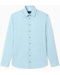 Giorgio Armani - Regular Fit Cotton Seersucker Shirt - Lyst