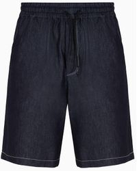 Giorgio Armani - Denim Collection Cotton And Silk Denim Bermuda Shorts - Lyst
