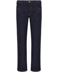 Giorgio Armani - Pantalones Cinco Bolsillos Regular Fit De Denim De Algodón Elástico - Lyst