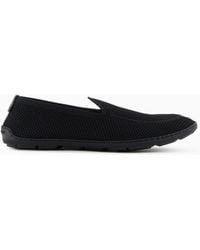 Giorgio Armani - Breathable Mesh Slip-On Sneaker With Leather Inserts - Lyst