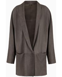Giorgio Armani - Single-breasted Jacket In Chevron-print Suede - Lyst