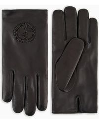 Giorgio Armani - Nappa Leather Gloves With Embroidered Logo - Lyst