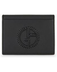 Giorgio Armani - Nappa Leather Card Holder With Embroidered Logo - Lyst