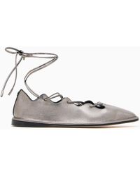 Giorgio Armani - Laminated Nappa Leather Ballerinas With Laces - Lyst