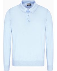 Giorgio Armani - Polo De Manga Larga En Lana Virgen - Lyst
