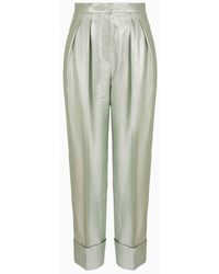 Giorgio Armani - High-waisted Trousers In Fluid Armure Lurex - Lyst