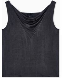 Giorgio Armani - Jacquard Viscose Jersey Draped Top - Lyst