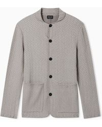 Giorgio Armani - Viscose-Blend Chevron Ottoman Single-Breasted Jacket - Lyst