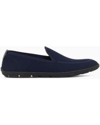Giorgio Armani - Breathable Mesh Slip-On Sneaker With Leather Inserts - Lyst