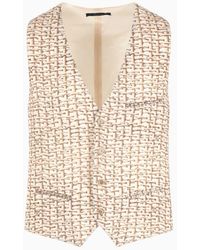 Giorgio Armani - Single-breasted Waistcoat In A Woven Print Linen - Lyst